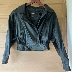 black cropped wilson’s leather jacket